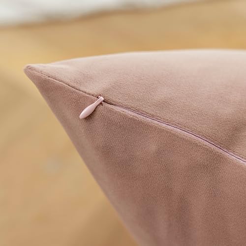 Home Brilliant Euro Shams 26x26 Large Pillow Covers 66cm Velvet Pillow Covers for Couch Sofa Bench Office, Set of 2, Misty Rose