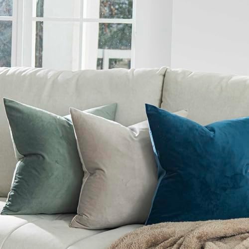 Light Navy Decorative Velvet Throw Pillow Covers 28x28 inch Set of 2 with Zipper Luxury Soft Solid Square Cushion Covers Case for Sofa Couch Bed Living Room