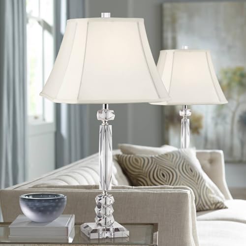 Mitzie 25 1/2" High Table Lamp Set of 2 Silver Cut Crystal Column