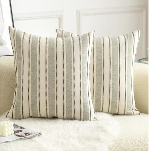 Boho Textured Throw Pillow Covers 22x22 Inch Set of 2 Farmhouse