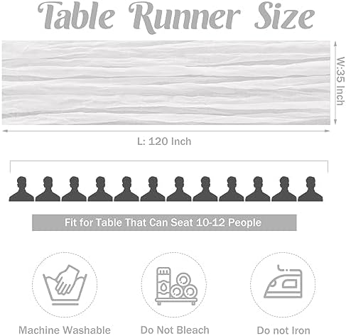 White 10FT Cheesecloth Table Runner Boho Gauze Fabric Table Runner Rustic Sheer Runner for Wedding Bridal Baby Shower Birthday Party Boho Table Decor（1 Pack White）