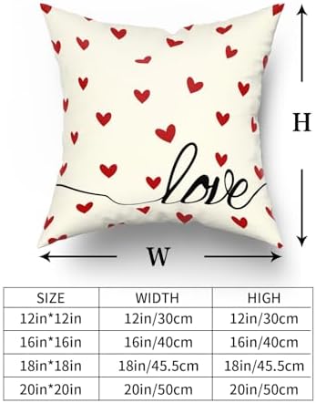 Giwawa Valentines Day Pillow Covers Set of 2 White Love Hearts Throw Pillowcases Romantic Double Sided Decorative Cotton Square Cushion Covers 16x16inch for Sofa Couch Bedding Wedding Anniversary
