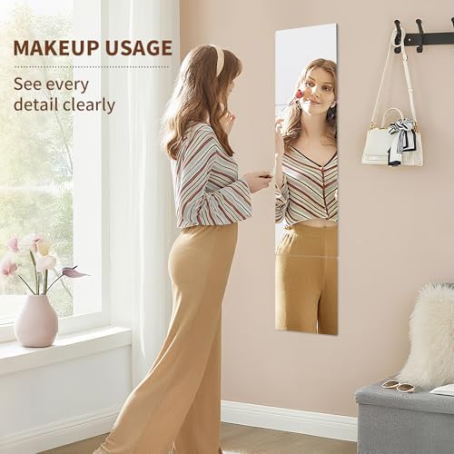 6-Piece Thick Acrylic Mirror Set for Walls, 12 x 12 inch self-Adhesive Frameless Small Mirror Tiles, Flexible Plastic Lenses for Bedroom, Home, and Gym Doors(6 pcs 12x12inch)