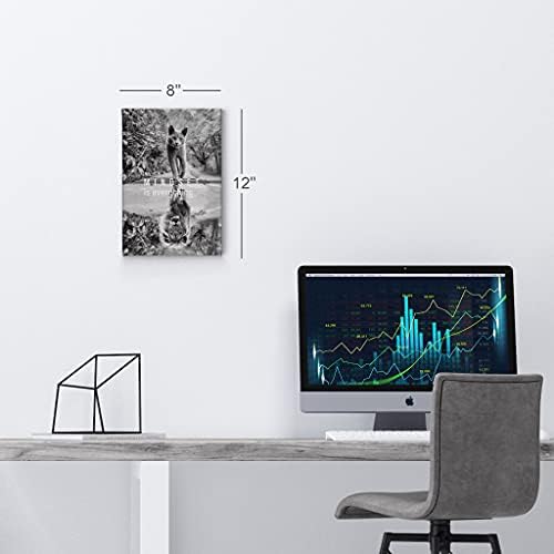 Smile Art Design Mindset is EverytingBlack and White Cat and Lion Reflection Motivational Wall Art Canvas Print Inspirational Entrepreneur Quote Office Living Room Decor Gift Ready to Hang 12x8