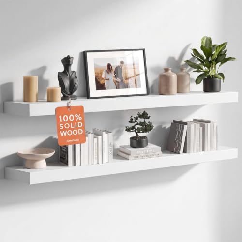 Homeforia 42 Inch Floating Shelves, High-End Solid Pine Wood, Set of 2