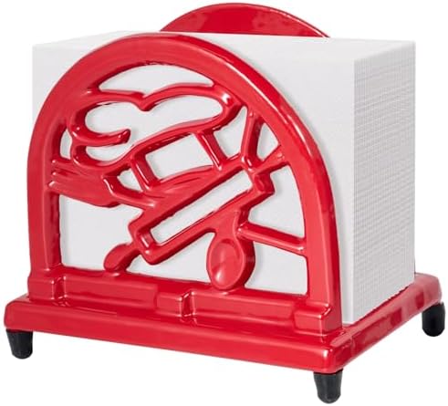 JOGREFUL Cast Iron Napkin Holder, Kitchen Organizer Chef Tool Pattern Red