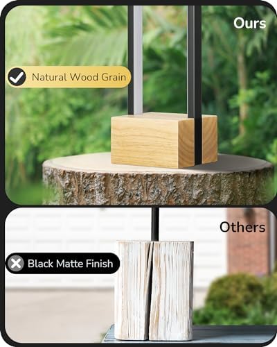EDISHINE Modern Table Lamp, Dimmable LED Bedside Lamp with 3 Color Temps 3000K 4500K 6000K, Black Square Aluminum Frame, Complete Wooden Base, Nightstand Lamp for Bedroom