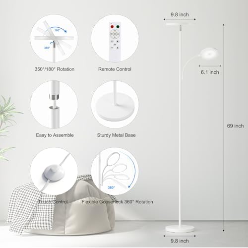 SUNMORY Floor Lamps for Living Room，LED Standing Lamp with Remote Control
