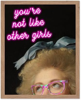 Poster Master You're Not Like Other Girls Print - Pink Neon Poster - Altered & Pop Art - Trendy Gift for Men & Women - Wall Decor for Bedroom, Living Room or Office - 16x20 Beige Framed