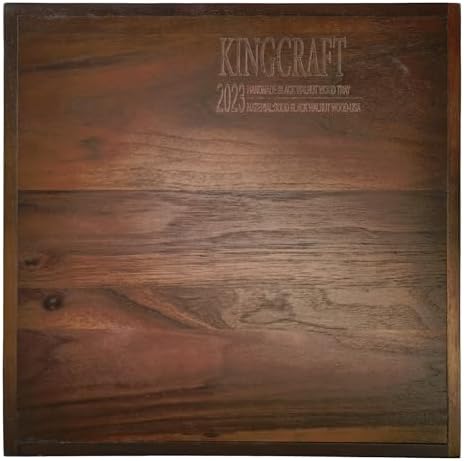 12" Square Small Black Walnut Wood Ottoman Tray No Handle