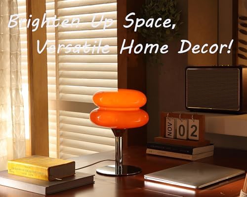 Glivpny Mushroom Lamp Table Lamp, Mid Century Modern Table Lamps(Orange)