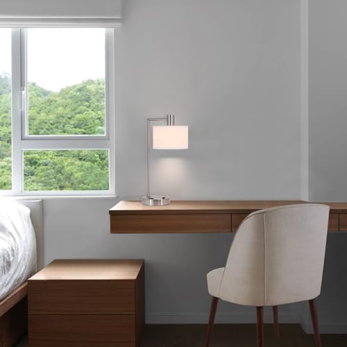 XiNBEi Lighting Brushed Nickel Table Lamp USB Desk Lamp for Home Office