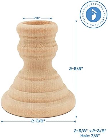 Unfinished Wood Country Candle Cups, 2-5/8 inch with 7/8 inch Taper Candle Hole, Pack of 25, by Woodpeckers