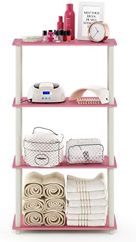 Furinno Turn-N-Tube Toolless 4-Tier Storage Shelves, Pink