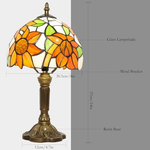 Sunflower Tiffany Style Lamp,3 Color Temperatures,8 Inch