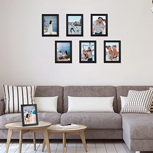 Giftgarden 5x7 Picture Frame 7 Pack, 5 by 7 Photo Frames Set for Wall or Tabletop Display, Black