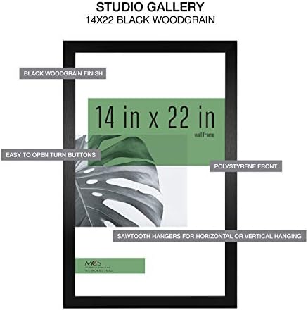 MCS Studio Gallery Poster Frame, 14x22, Black Woodgrain, 2-Pack