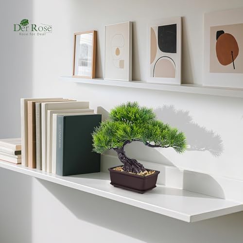 Der Rose Small Fake Bonsai Tree Cedar Decor Fake Plant for Shelf Desk Decor