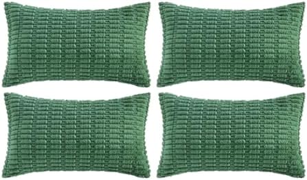Fancy Homi 4 Packs Decorative Throw Pillow Covers for Living Room Couch Bed, Modern Farmhouse Boho Home Décor Accent Cushion Case, 24" x 16", Green Series