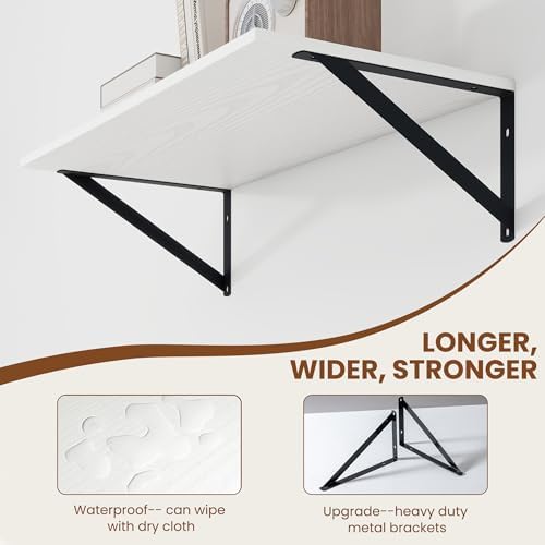 Heimlove 24W x 12D Deep Floating Shelves Set of 2 White