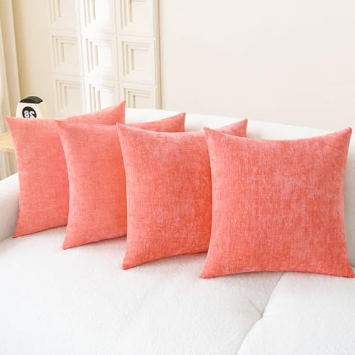 CaliTime Decorative Couch Throw Pillow Covers 18 X 18 Inches Living Coral