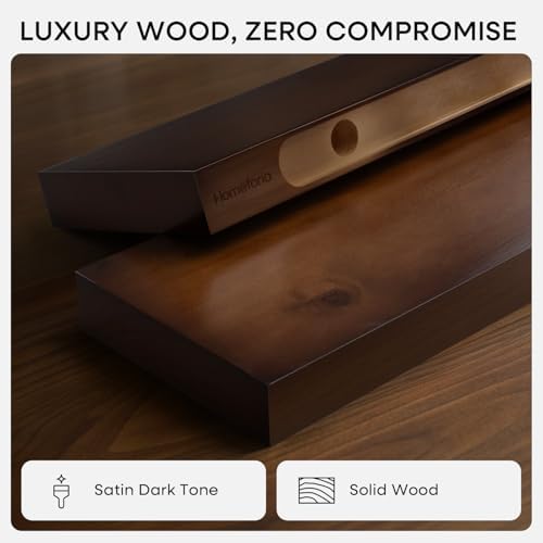 Homeforia 24 Inch Floating Shelves, High-End Solid Pine Wood, Set of 4