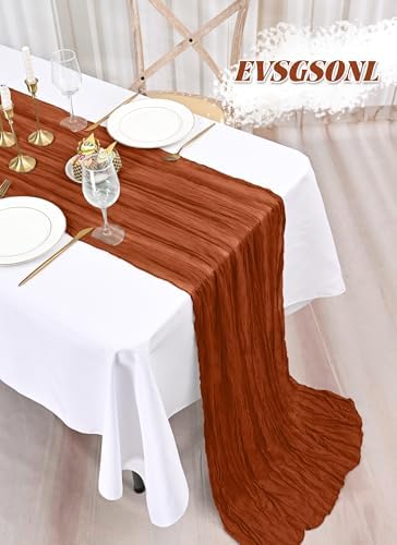 10 Pack Terracotta Cheesecloth Table Runner Long,21.5 x 120 Inch