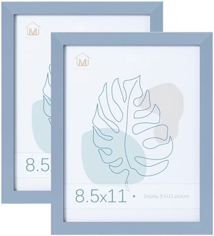 Muzilife Blue 8.5x11 Wood Picture Frame,Tempered Glass Cover, 2 Pack