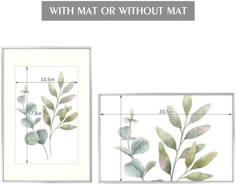 Golden State Art 16x24 Silver Aluminum Frame, Real Glass, Mat Fits 12x18