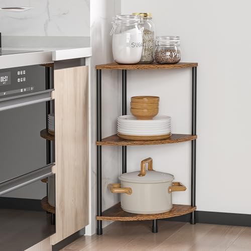 3 Tier Corner Plant Shelf Stand for Bathroom, 23.2", Rustic Brown