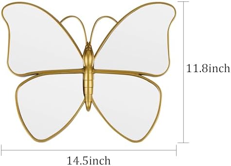 Decorative Butterfly Wall Mirror with Gold Plastic Frame (14.5x11.8inch)