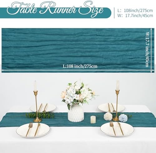 20 Pack Cheesecloth Table Runner 17 x 108 Inch, Teal