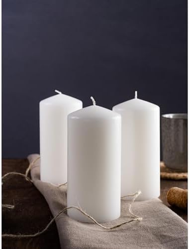 CANDWAX 3x6 inch White Pillar Candle Set of 3 - Unscented Large Pillars - Perfect for Any Occasion - Long Burning White Candles