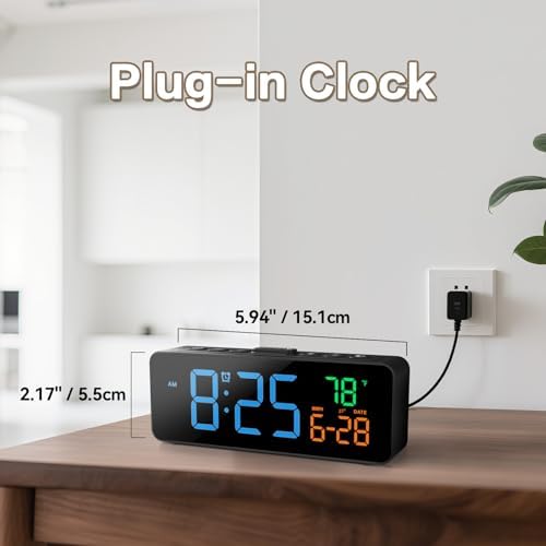 Netzu 3-in-1 Digital Clocks for Living Room, Small & Compact Alarm Clock