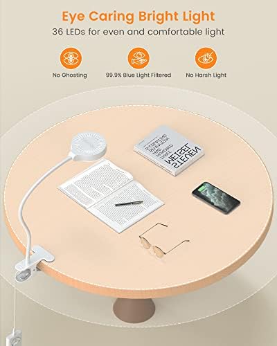 Glocusent 5W Clip on Light, 3 Colors & 5 Brightness Reading Light for Bed