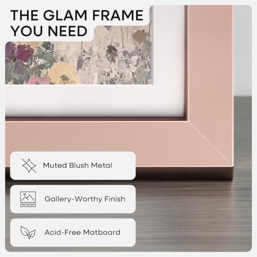 Homeforia A5 Rose Picture Frame, High-End Metal, A6 Mat, Glass