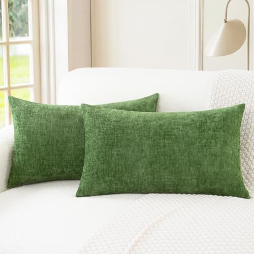 CaliTime Decorative Couch Throw Pillow Covers 20 X 12 Inches Forest Green