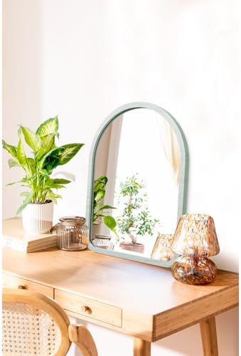 Mirrors for Wall Arched Wood Framed Mirror Decorative Wall Hanging Mirror for Bedroom Living Room Bathroom Small 16" x 12"