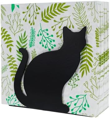SOFFEE DESIGN Iron Vertical Cat Napkin Holder, Animal Shadow Napkin Stand Convenient Desktop Storage Decoration, Adorable Paper Towel Dispenser for Kitchen Countertops, Dining Table, Sitting Kitty