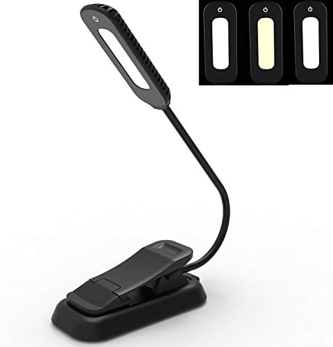 PERFECTDAY USB Rechargeable Book Light, 12 LED Reading Lamp with 3 Brightness Levels, Eye-Friendly Night Light for Reading