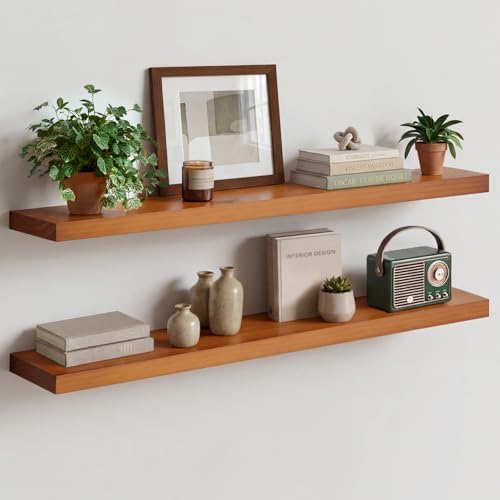Homeforia 42 Inch Floating Shelves, High-End Solid Pine Wood, Set of 2