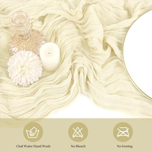 10 Pack Cheesecloth Table Runner 17 x 108 Inch, Ivory