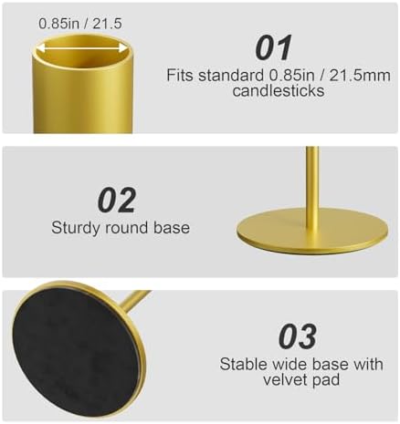 zeochyni Set of 24 Gold Taper Candle Holder Bulks for Wedding, Party Decor