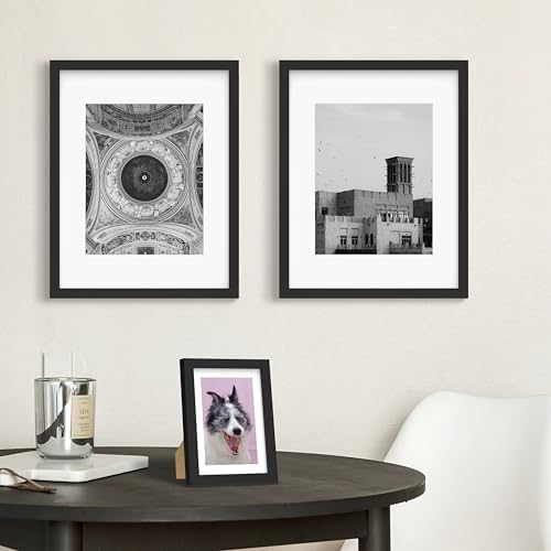 An&He 6x8 Picture Frame with Mat, Blue Photo Frame for Wall & Tabletop Display, Holds 5.5x7.5 or 3.5x5.5 Photos, Gallery Wall Frame for Home Décor