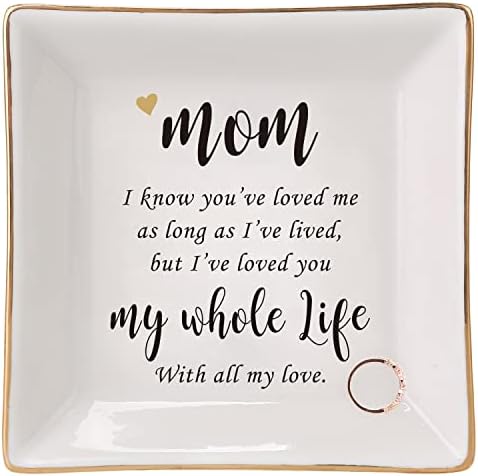 HOME SMILE Mother's Day Birthday Gifts for Mom,I Love You Mom Ring Dish Jewelry Tray-Best Gifts for Mom Who Have Eveything-Valentine Gifts for Mom Unique