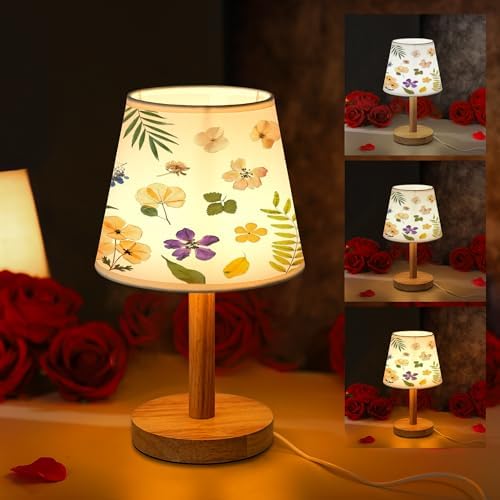 Floral Print USB Table Lamp, Flower Desk Lamp Gifts for Women Mom Granddaughter Girlfriend Friend Wife Anniversary Birthday Christmas Mothers, Beautiful Lamp Gifts for Bedroom Home Decor