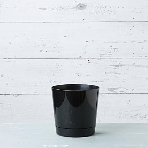 Novelty Root & Vessel Majestic Full Depth Round Cylinder Pot, Glossy Black, 14-Inch (10148)
