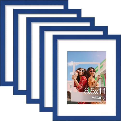 Vittanly 8.5x11 Picture Frames Set of 5, Certificate Frame, Royal Blue