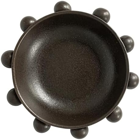 Bloomingville 9.75 Inches Stoneware Bowl with Orbs and Reactive Glaze, Black