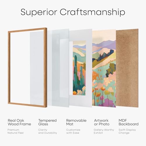 Homeforia 26.75x19.25 Natural Oak Picture Frame, High-End Wood, Glass
